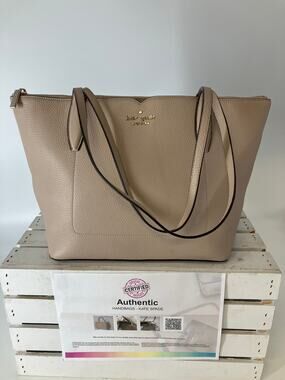 KATE SPADE NUDE, BONE COLOR PEBBLED LEATHER SHOULDER BAG